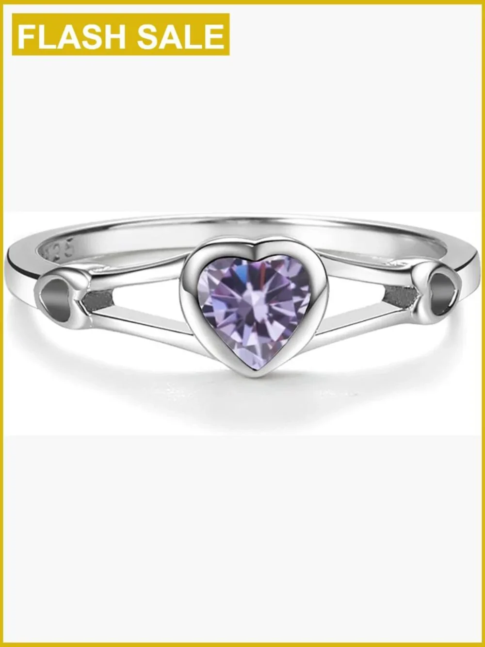Sterling Silver Simulated CZ Heart Ring for Girls